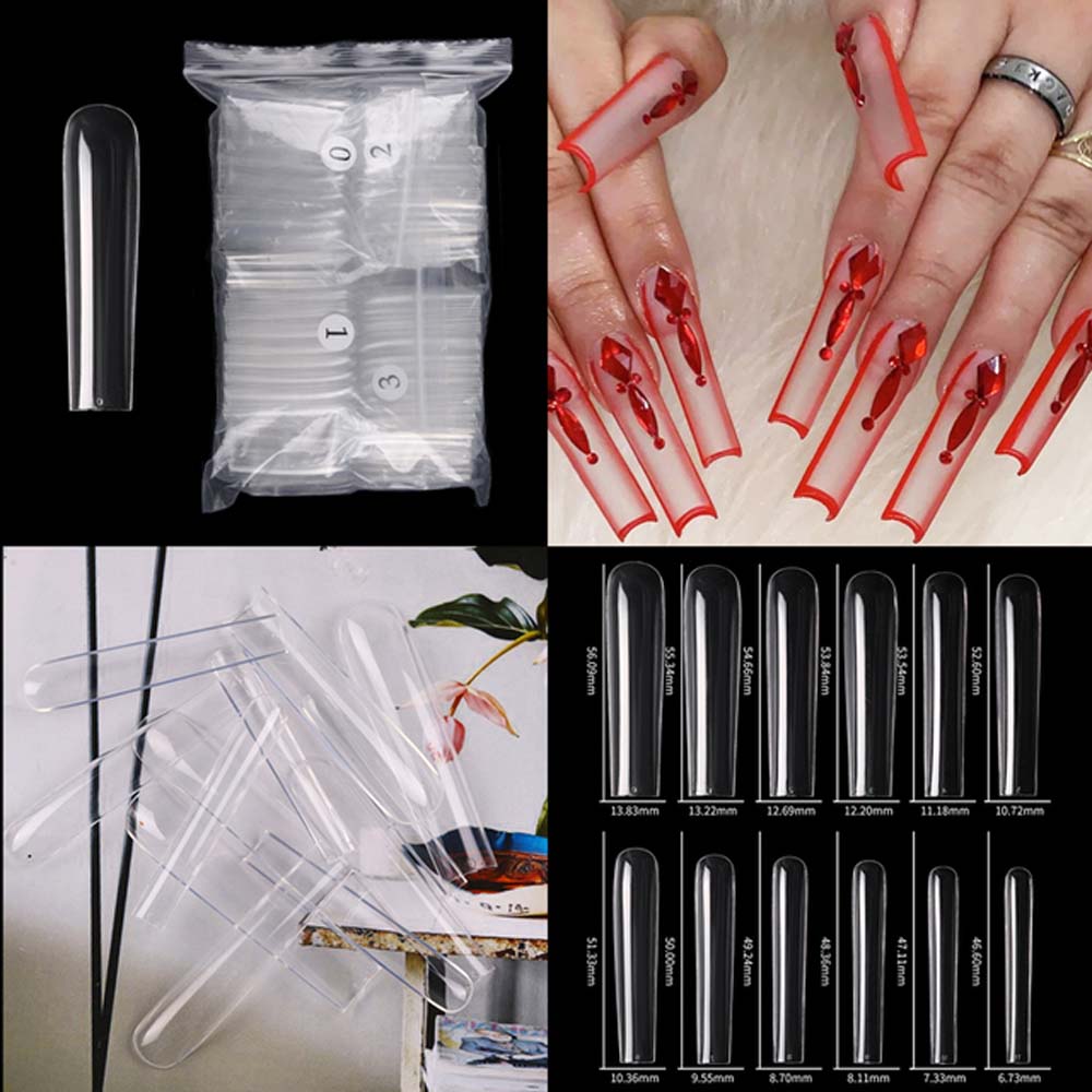Nail Art Xxl - 120pcs XXXL Limpar/Natureza Longo Acrílico Prego