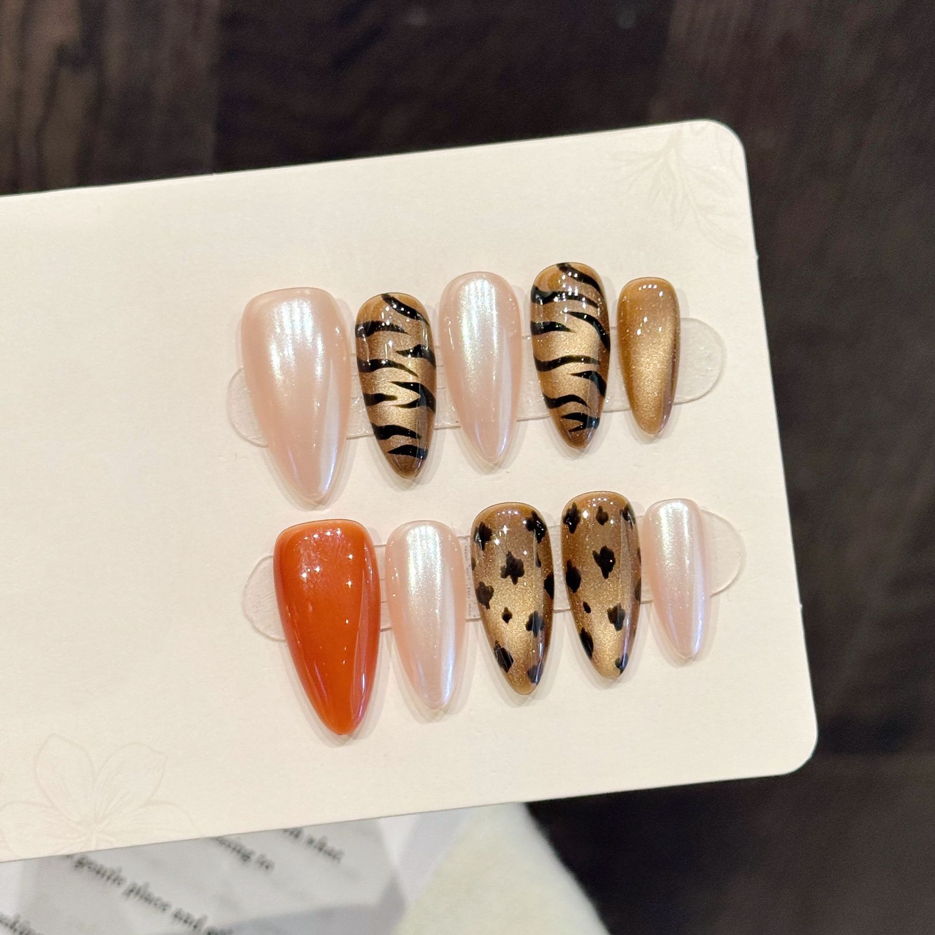 Nail Art Zebra Design - 10 pçs artesanal amêndoa imprensa em