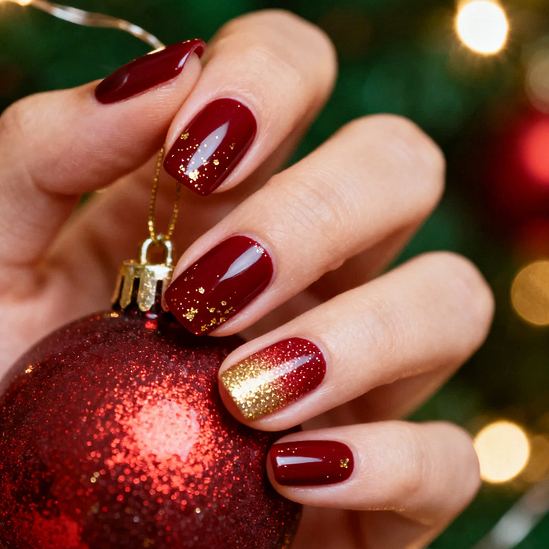 Nail Art Red Wine - 24 peças de Unhas Postiças Vermelho