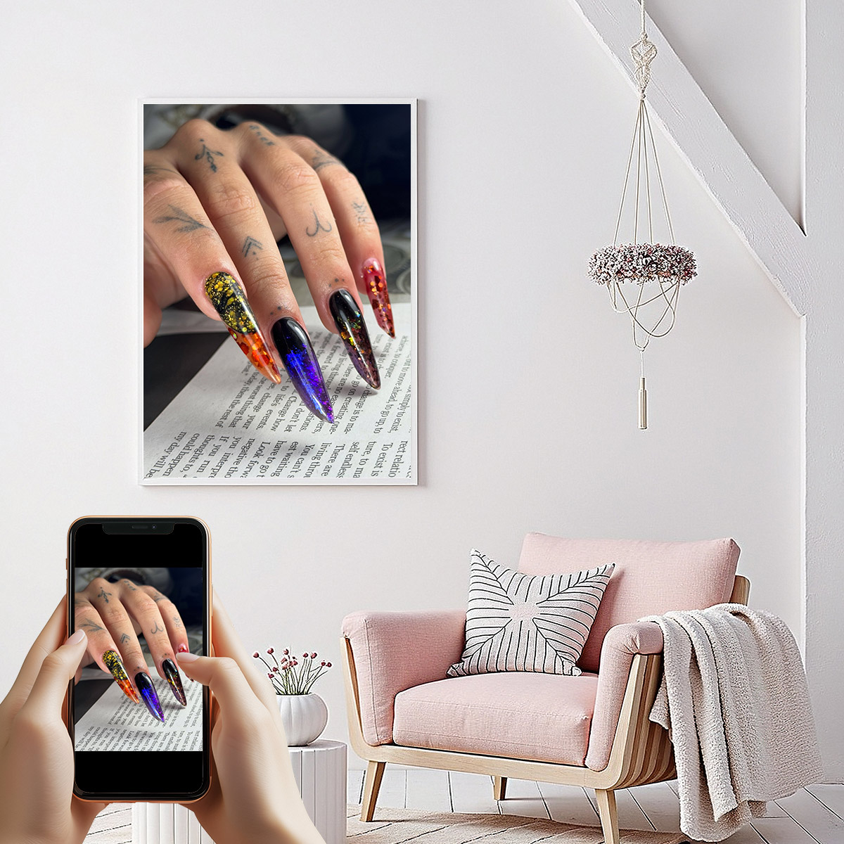 Nail Art Painting - Foto personalizada 1 peça de tela
