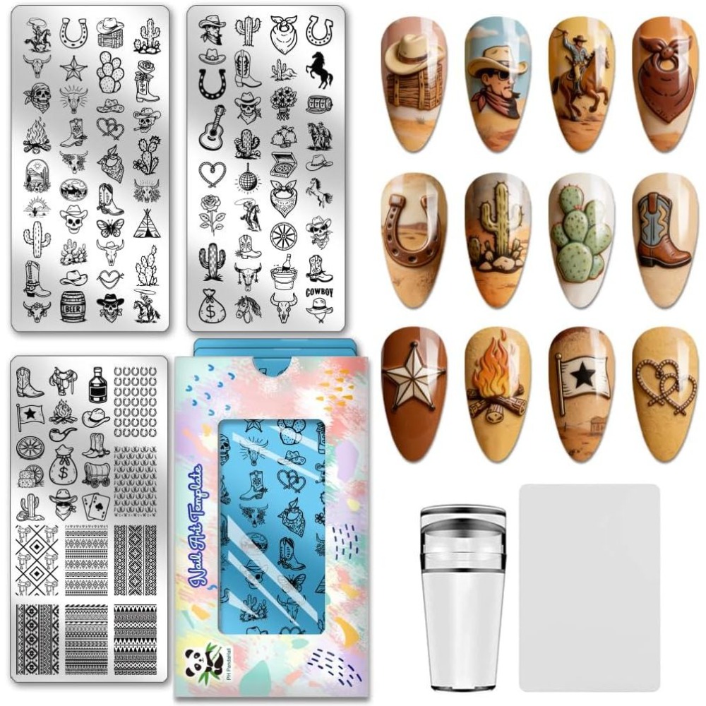 Nail Stamping Plate - 3 peças de placas de estampagem