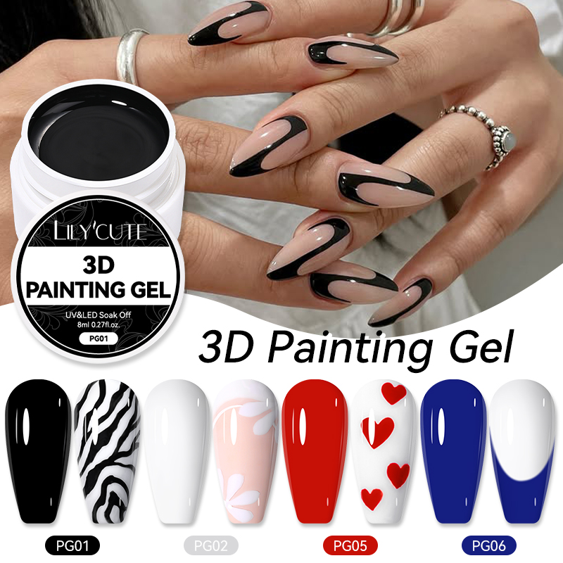 Nail Art One Stroke - LILYCUTE 8ml Pintura 3D Gel de