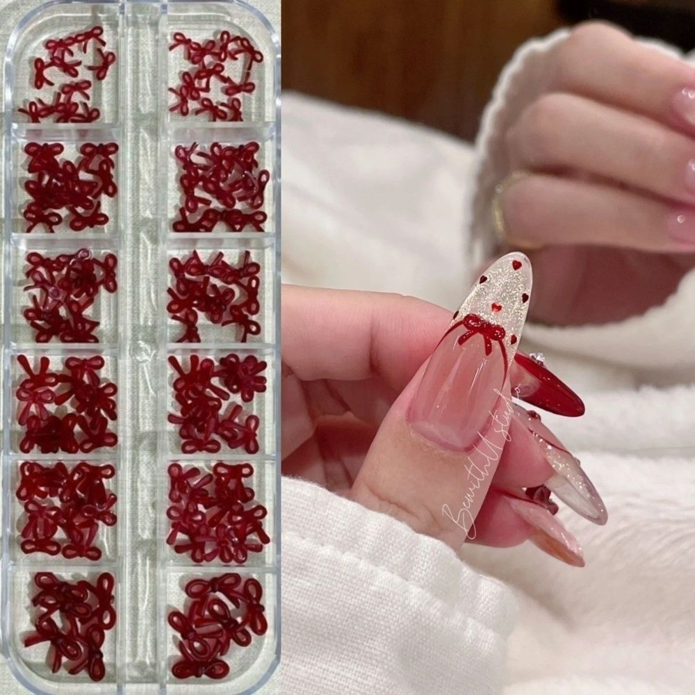 Nail Art Burgundy - Decorações de Unhas Vinho Tinto: Laços
