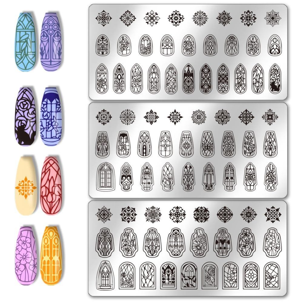 Nail Stamping Plate - 3 Peças de Placas de Estampagem