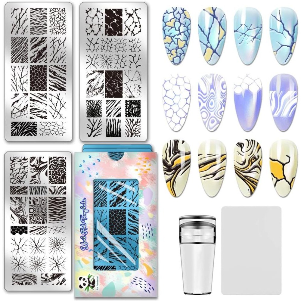 Nail Stamping Plate - 3 peças de placas de estampagem