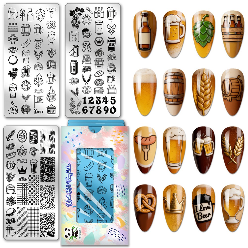 Nail Stamping Plate - 3 peças de placas de estampagem