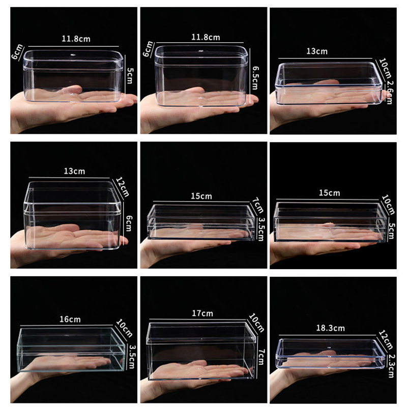 Acrylic Powder Clear - Caixas de acrílico transparente com tampa,