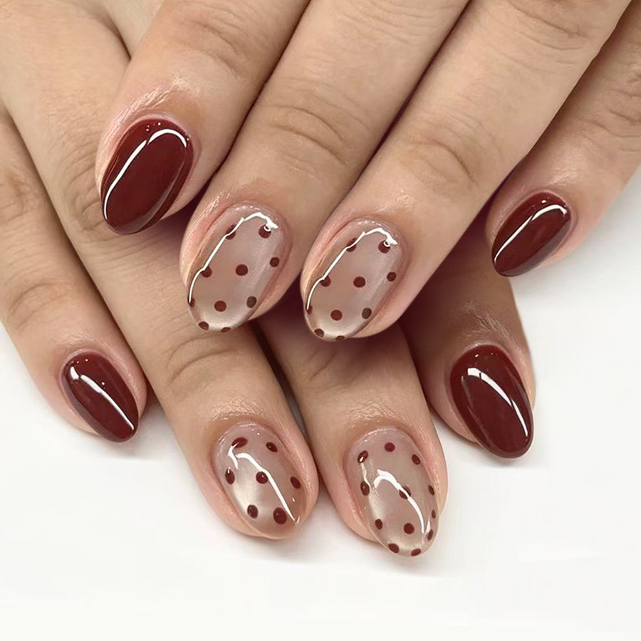 Nail Art Red Wine - 24 Unidades de Unhas Postiças de