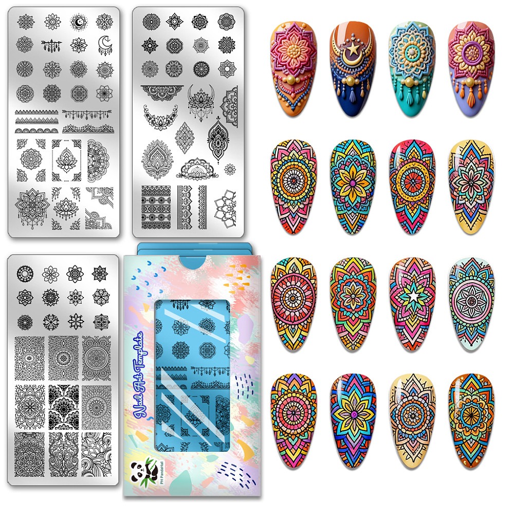 Nail Stamping Plate - 3 peças de placas para estampagem
