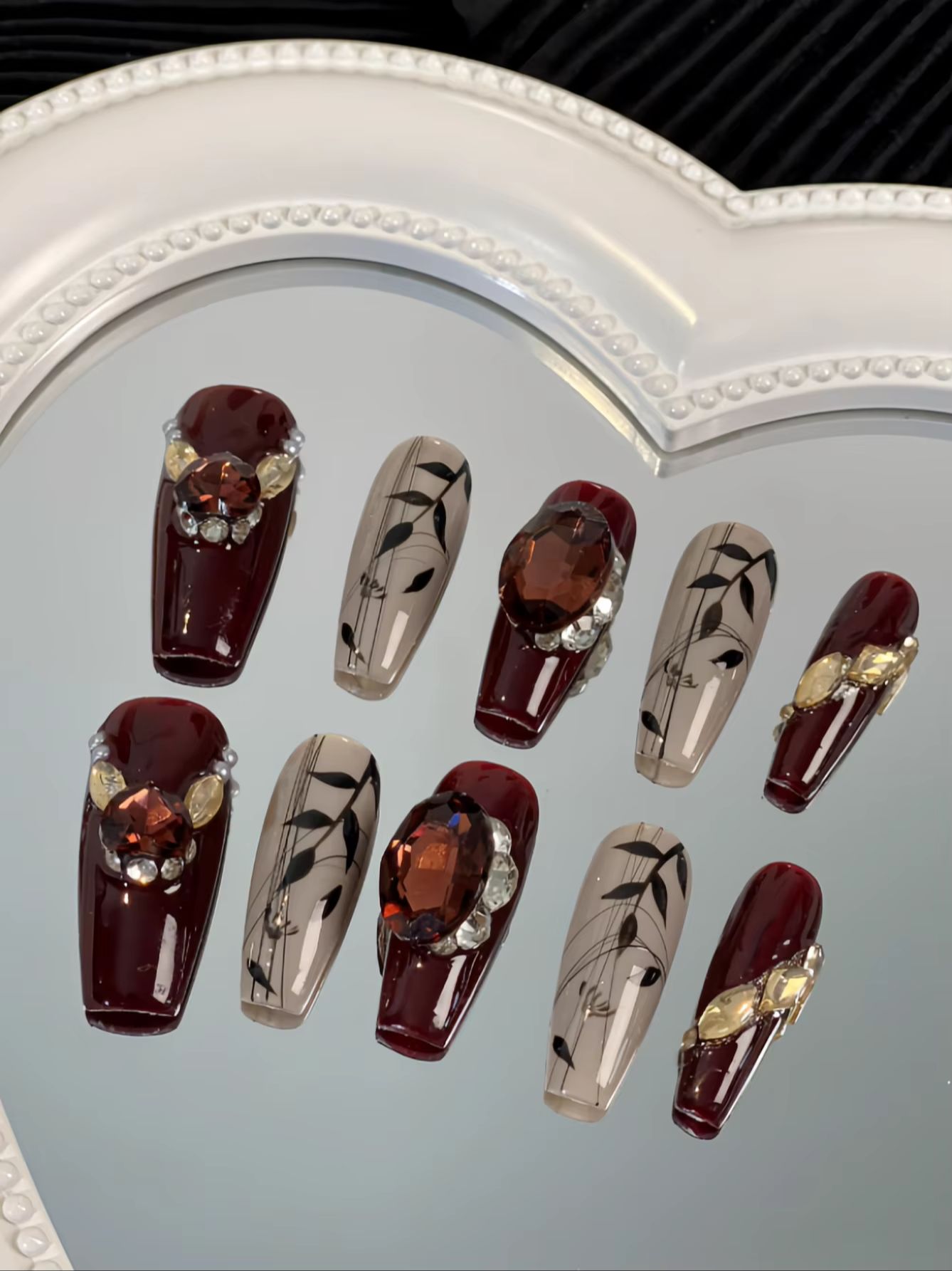 Conjunto de 10 peças de unhas  - Nail Art Burgundy avaliação e preço