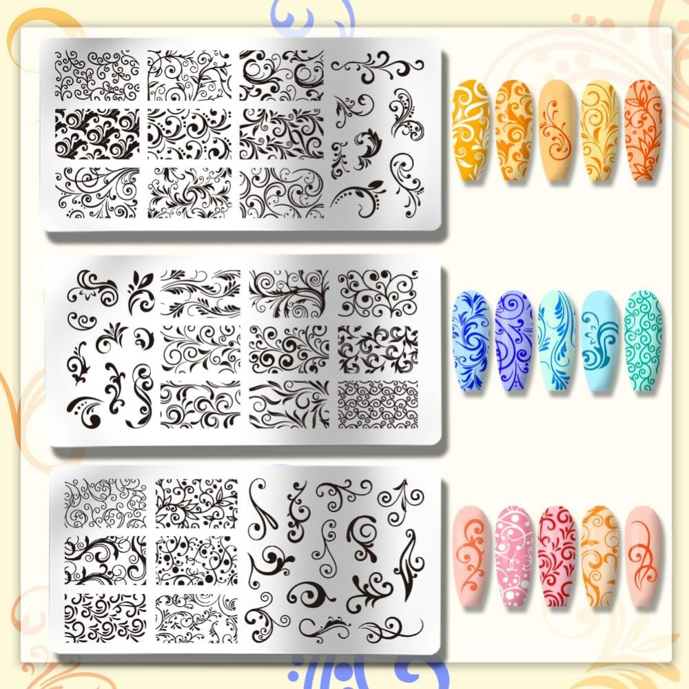 3 pçs padrão de redemoinho mod - Nail Stamping Plate avaliação e preço