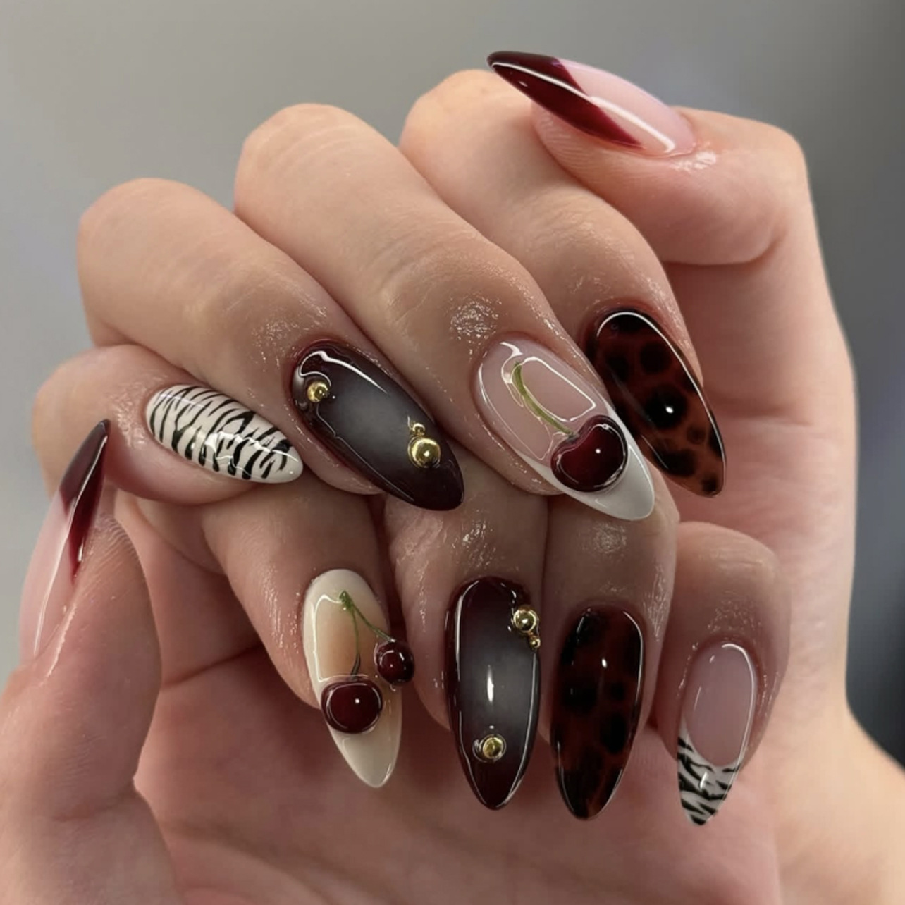 24PCS Unhas Postiças em Tom Bu - Nail Art Burgundy avaliação e preço