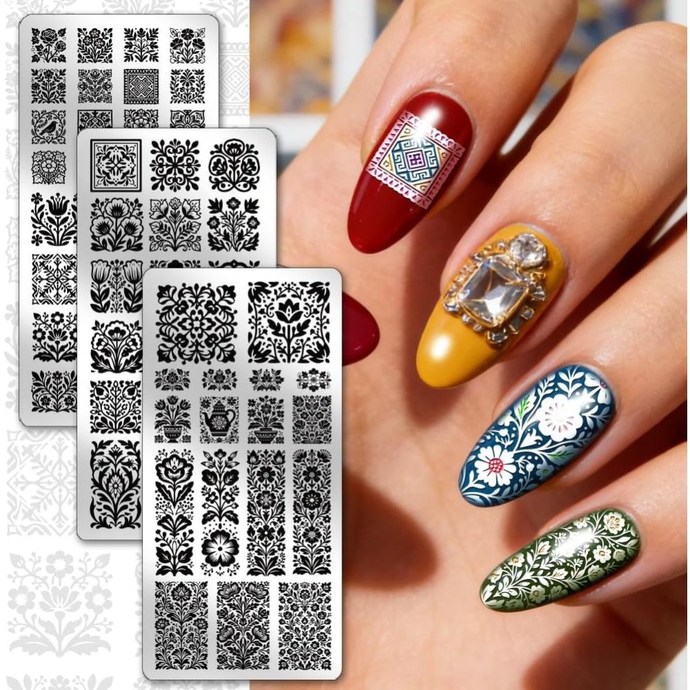 3 peças de Placas de Estampage - Nail Stamping Plate avaliação e preço