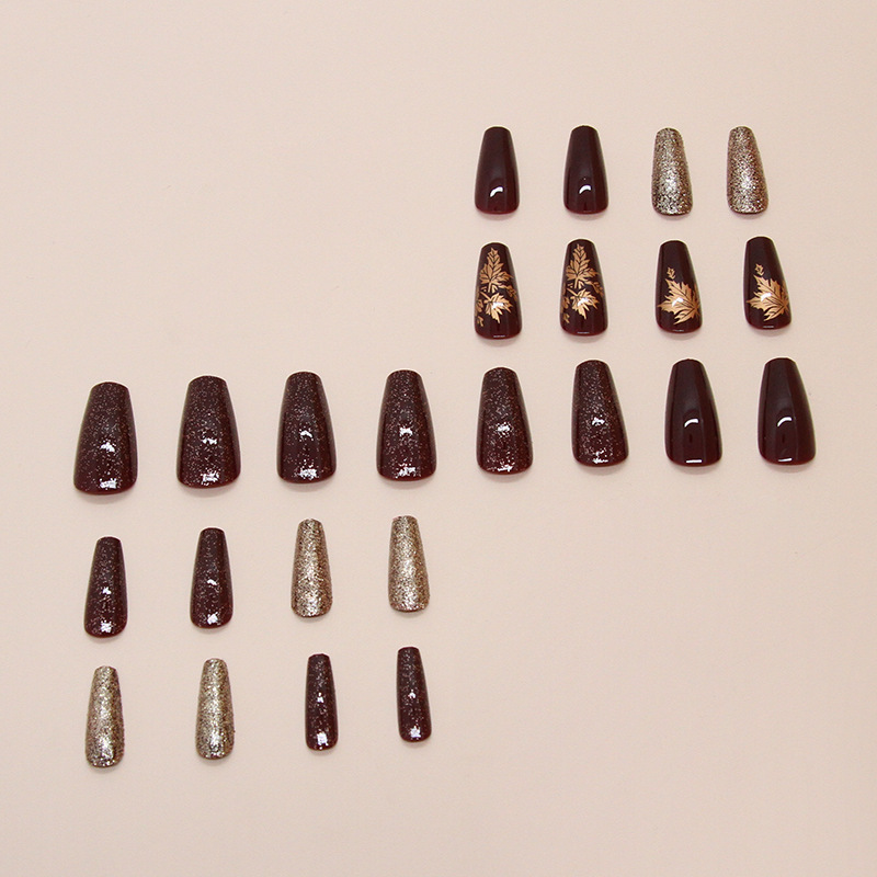 24 pçs elegante borgonha glitt - Nail Art Burgundy avaliação e preço