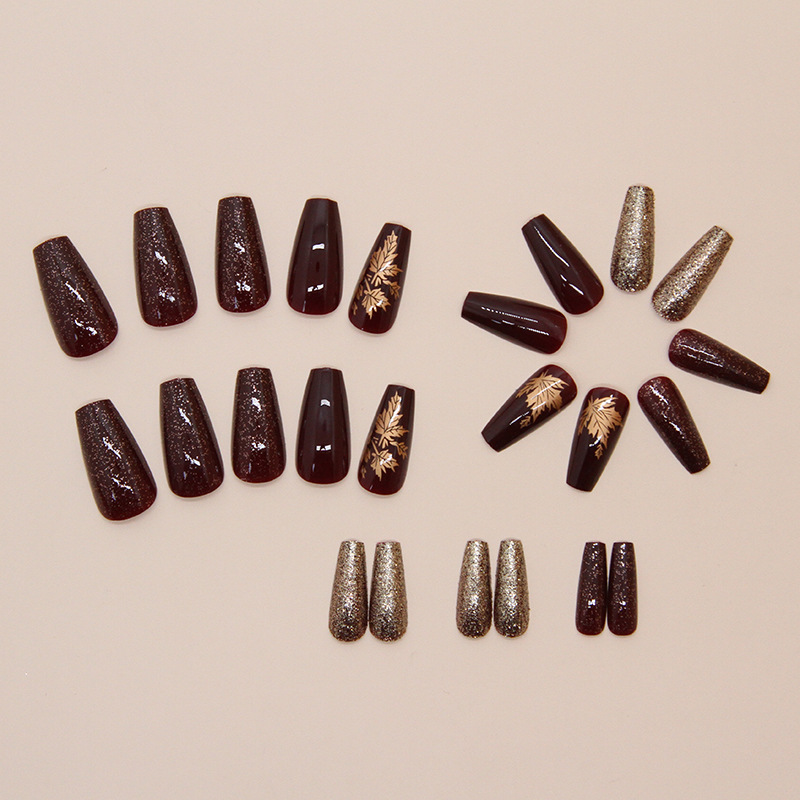 24 pçs elegante borgonha glitt - Nail Art Burgundy avaliação e preço