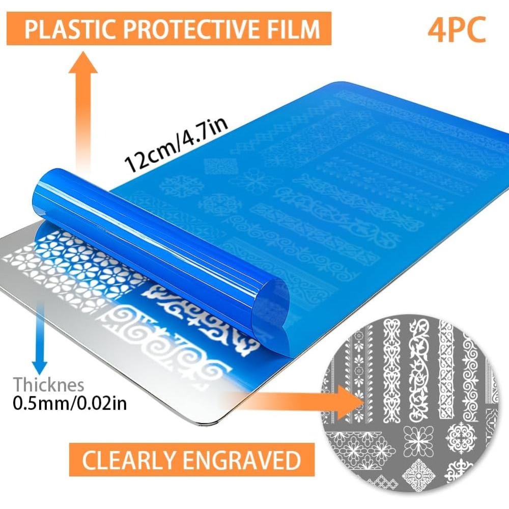 4 peças de placas de estampage - Nail Stamping Plate avaliação e preço