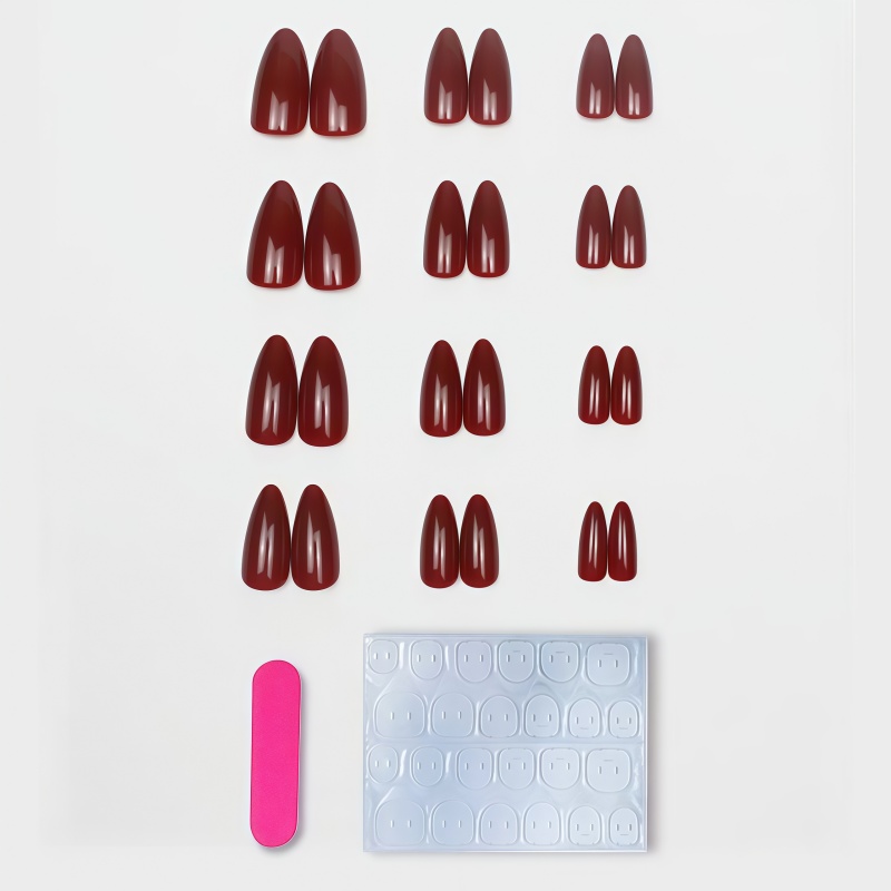 Novidade 2026: Kit com 24 Unha - Nail Art Red Wine avaliação e preço