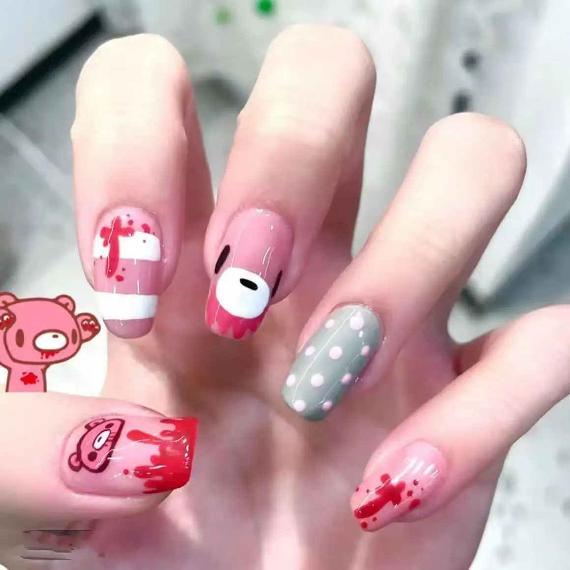 Unhas postiças rosa com desenh - Nail Art Motif avaliação e preço