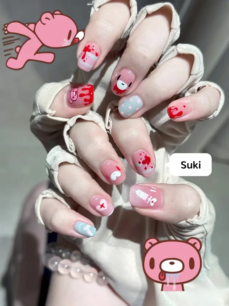 Unhas postiças rosa com desenh - Nail Art Motif avaliação e preço