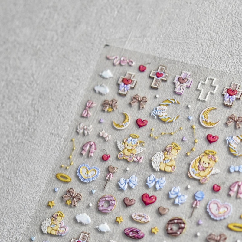 Bonito anjo urso dos desenhos  - Nail Art Motif avaliação e preço