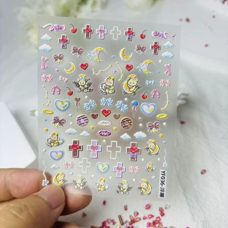 Bonito anjo urso dos desenhos  - Nail Art Motif avaliação e preço