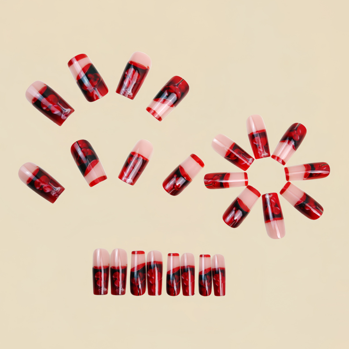 Unhas falsas médias e longas p - Nail Art Red Wine avaliação e preço