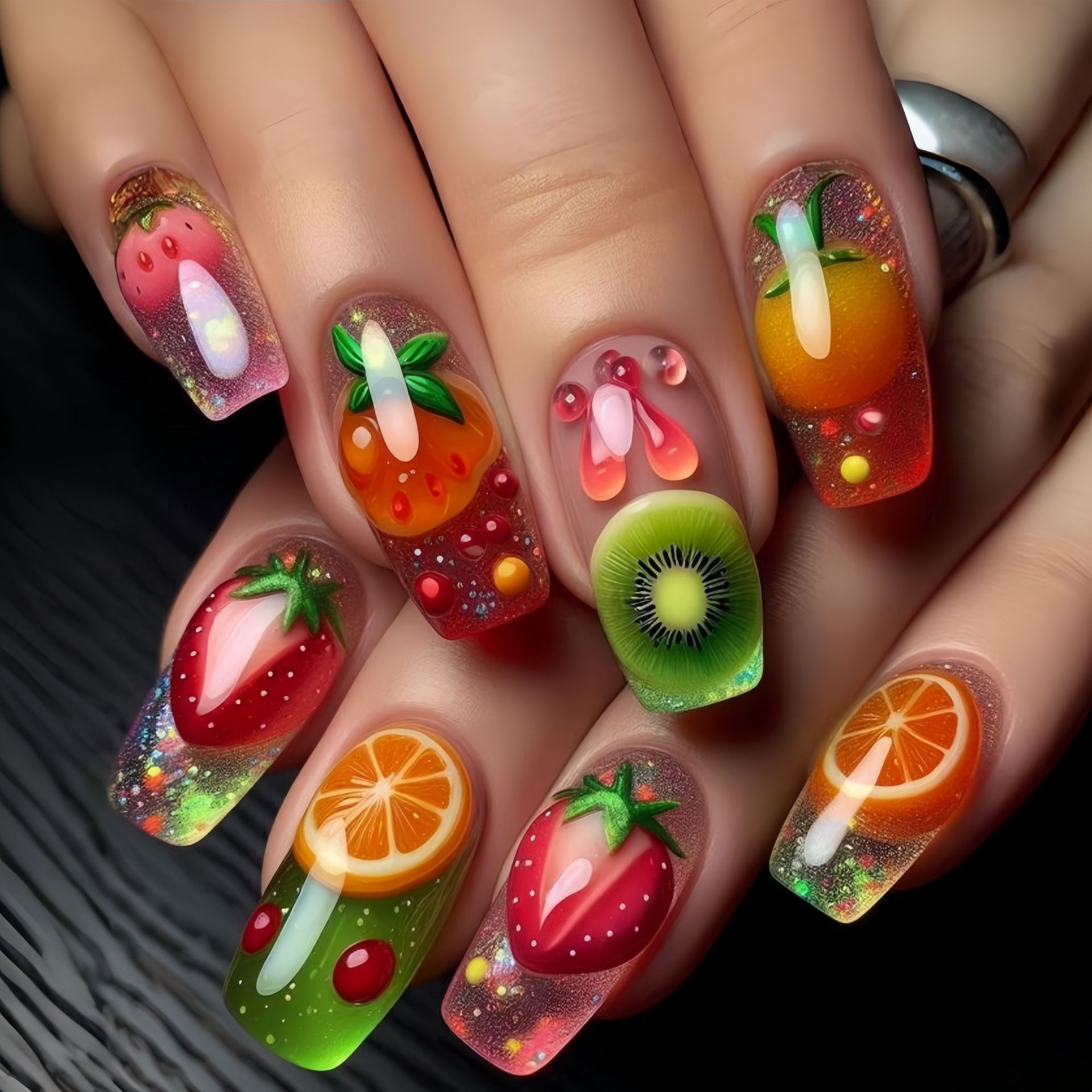 Unhas falsas médias e longas p - Nail Art Red Wine avaliação e preço