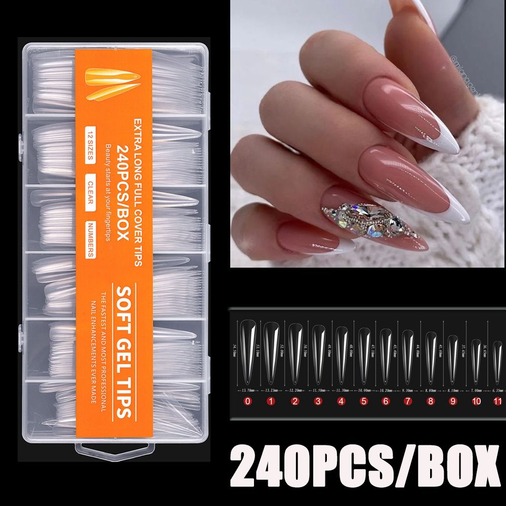 240 Peças/Caixa Unhas Postiças - Nail Art Xxl avaliação e preço