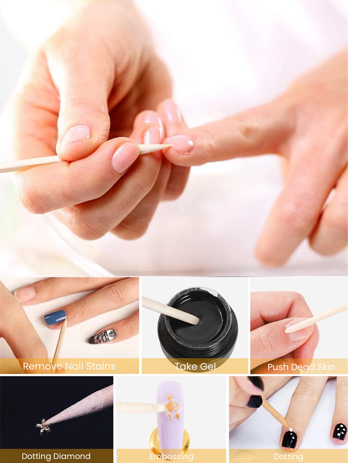 15 a 500 peças palitos de cutí - Nail Art Orange avaliação e preço
