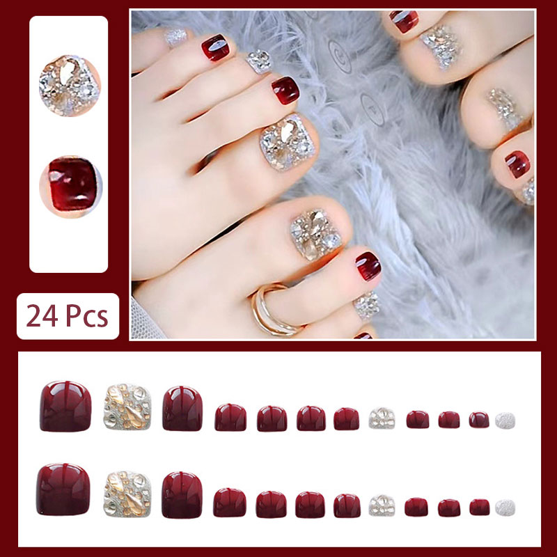 24 peças de Unhas Postiças par - Nail Art Burgundy avaliação e preço